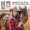 10-Pack Western Cowboy Hatbands, Adjustable Beaded Turquoise Leather Straps, Decorative Cowgirl Headbands With Feathers view 3