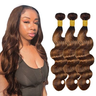 P430 Highlight Brown Bundles Human Hair Body Wave 3 Bundles 26 28 30 Inch Unprocessed Brazilian Virgin Remy Dark Brown Body Wave Bundle Human Hair Extensions