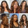 P430 Highlight Brown Bundles Human Hair Body Wave 3 Bundles 26 28 30 Inch Unprocessed Brazilian Virgin Remy Dark Brown Body Wave Bundle Human Hair Extensions view 2