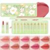 10 Pcs Lip Tint Set Cute Glossy Lip Stains and Matte Lipsticks with Long-lasting and Quick-drying Mini Lip Gloss Lipstick for Makeup Gift (Green Rabbit, Lipstick) view 1