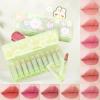 10 Pcs Lip Tint Set Cute Glossy Lip Stains and Matte Lipsticks with Long-lasting and Quick-drying Mini Lip Gloss Lipstick for Makeup Gift (Green Rabbit, Lipstick) view 2