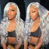 YNICKRKR Hair Wigs 13x6 Silver Grey Straight Lace Front Human Hair Wigs Pre Plucked 613 Blonde Body Wave Frontal Wigs for Women Brazilian Hair Wigs(Gray Body Wave Wig,180 Density 13X6 Wig_38INCHES) view 1