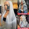 YNICKRKR Hair Wigs 13x6 Silver Grey Straight Lace Front Human Hair Wigs Pre Plucked 613 Blonde Body Wave Frontal Wigs for Women Brazilian Hair Wigs(Gray Body Wave Wig,180 Density 13X6 Wig_38INCHES) view 3