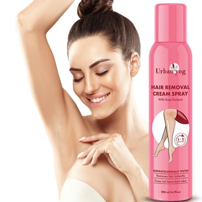 U.r.b.a.n. Y.o.g. Painless Hair Removal Cream Spray for Women (200 ml)  Fast, Natural & Non-Darkening Hair Remover for Legs, Hands, Underarm & Back (Rose)