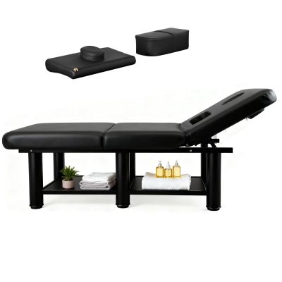 Heavy Duty Physical Therapy Table,Up to 1250LBS, 75L 31.5''W Pro Stationary Wide Massage Bed with 4.3 inch Memory Foam for Beauty Salon Spa Treatment, Steel Frame PU Leather, Black
