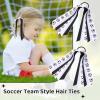 24 Pcs Soccer Hair Accessories for Girls, Holder Streamer Elastics, Soccer Hair Ties, Soccer Ribbon,Soccer Scrunchies for Girls Ponytail Holder Scrunchies Gifts (Black & White, 24 Count (Soccer)) view 3