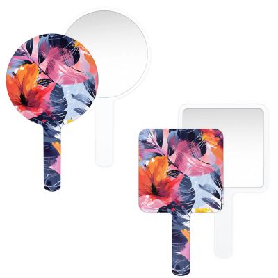 LANYANYQ Multi Purpose Hand Mirror Watercolor Wildflowers with Distortion Free Reflection, 6.7 x 3.95 in, Small Cute Orbicular Hand Mirror Watercolor Wildflowers Seasonal