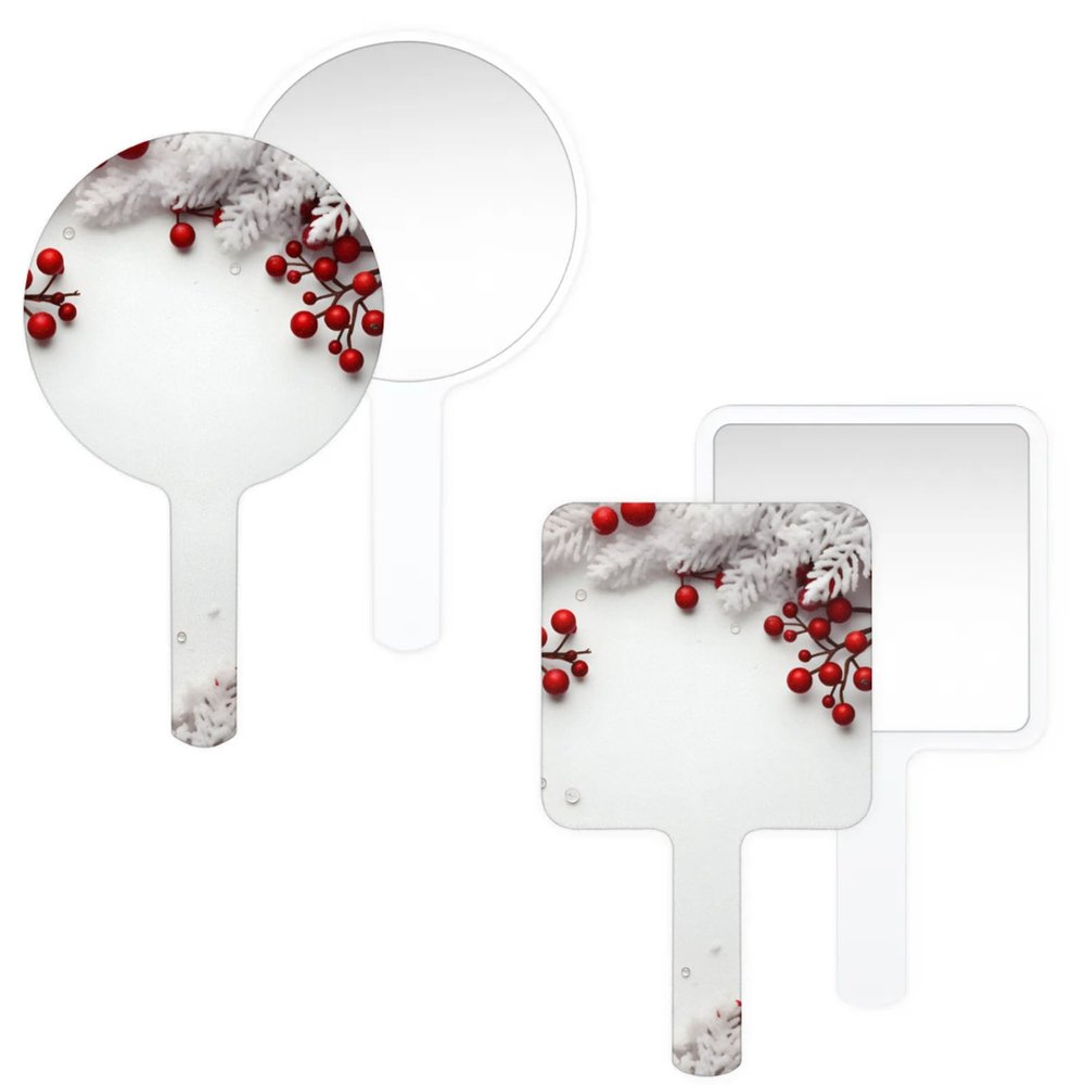 LANYANYQ Multi Purpose Hand Mirror Snowflake Christmas with Distortion Free Reflection, 6.7 x 3.95 in, Small Cute Square Hand Mirror Christmas Fruit
