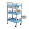 BANEBONE 3-Tier Mobile Storage Cart with Drawer & 2 Garbage Baskets - Movable Beauty Organizer for Salon, Spa, Clinic - Sturdy ABS Material, 176lbs Load Capacity, Modern Design (Blue) view 1