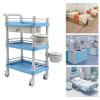 BANEBONE 3-Tier Mobile Storage Cart with Drawer & 2 Garbage Baskets - Movable Beauty Organizer for Salon, Spa, Clinic - Sturdy ABS Material, 176lbs Load Capacity, Modern Design (Blue) view 2