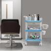 BANEBONE 3-Tier Mobile Storage Cart with Drawer & 2 Garbage Baskets - Movable Beauty Organizer for Salon, Spa, Clinic - Sturdy ABS Material, 176lbs Load Capacity, Modern Design (Blue) view 3