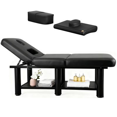Heavy Duty Massage Table,Up to 1250LBS, 75L 31.5''W Pro Stationary Wide Massage Bed Lash Bed BackRest Adjustable Fixed Type Spa Bed for Medical Recovery Professional Massage Family Physical Therapy