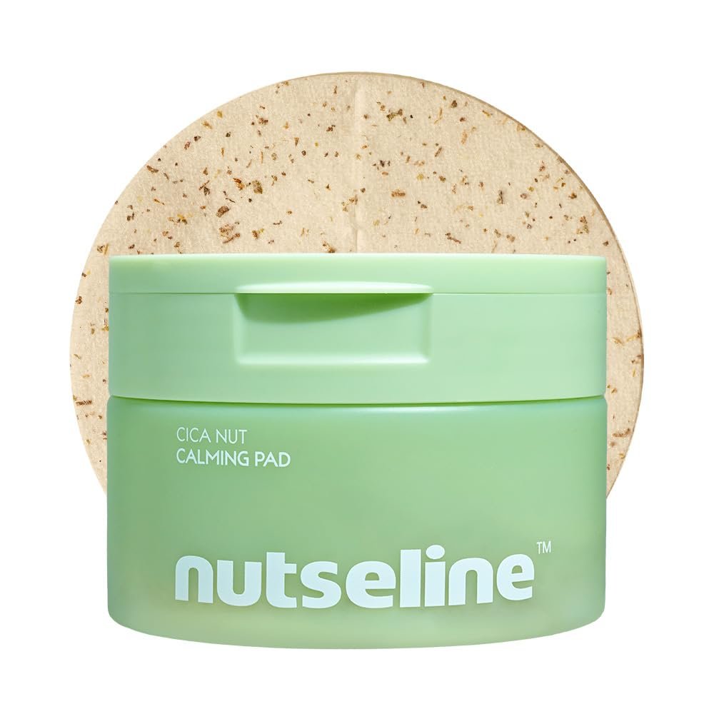 Nutseline Cica Nut Calming Pads 60 Sheets Korean Skincare Soothing & Hydrating Cooling Pads for Sensitive Skin, Niacinamide & Centella Extract, Redness & Irritation Relief