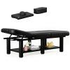 Heavy Duty Massage Table,Up to 1250LBS, 75L 31.5''W Pro Wide Stationary Physical Therapy Bed with Backrest for for Spa Footmassage Facial CareSpa Tattoo, Steel Frame PU Leather, Black view 1