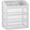 3-Drawer Cosmetic Organizer, Storage Box for Makeup, Vanity, Bathroom, White view 3