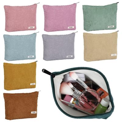 9-Pack Travel Corduroy Makeup Bags, Cosmetic Storage, Large Capacity, Portable And Stylish
