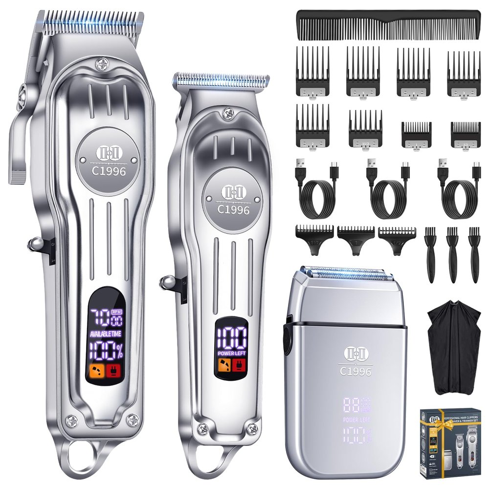 CIICII Mens Hair Clippers and Trimmers Set, Professional Cordless Barber Clippers for Hair Cutting Kit (Electric Razor Shavers & Beard/Hair Trimmer Haircut Kit) Clippers for Men DIY Home Salon