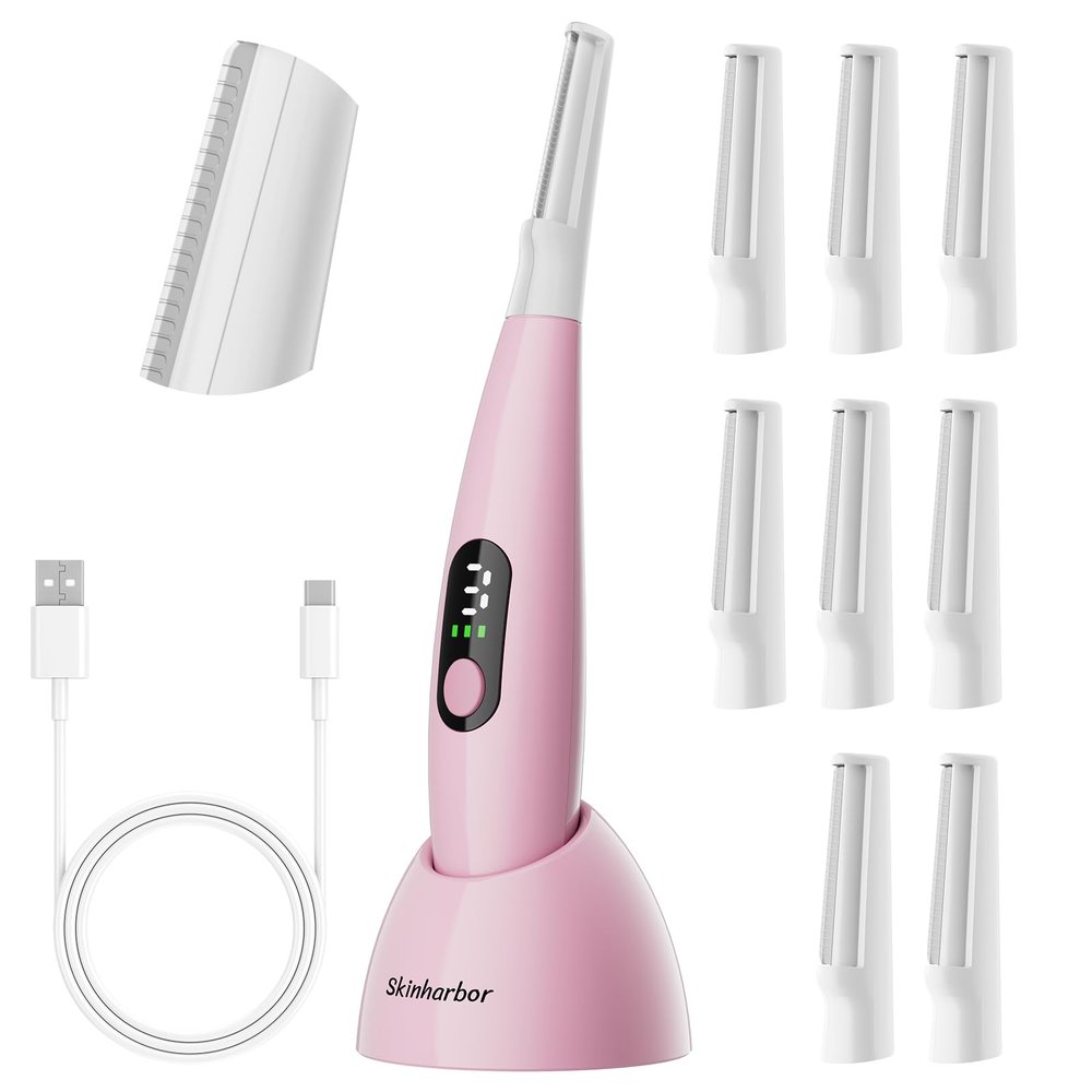 Skinharbor Sonic Dermaplane Razor for Women Face,WomenS Facial Exfoliation & Peach Fuzz Hair Removal System,Anti-Aging3 Speeds8 Dermaplaning BladesRechargeable,Sonic Dermaplaning Tool