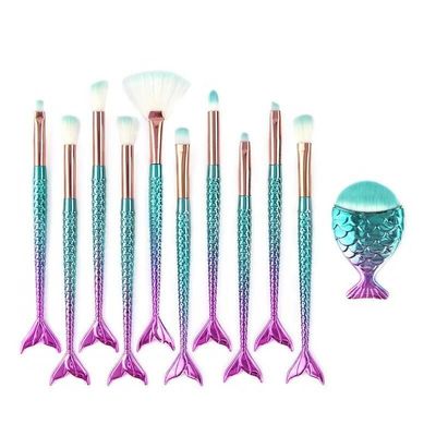 10Pcs Mermaid Style Makeup Brush Set B