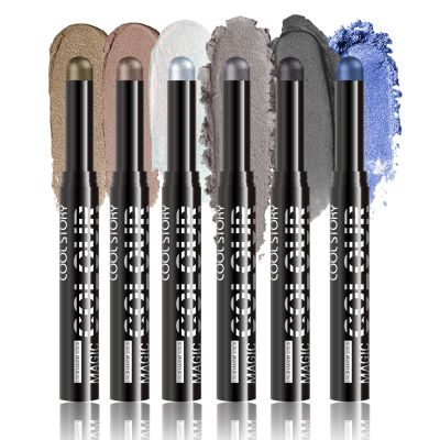 COOL STORY 6pcs different color eye shadow sticks, cream, brightens and enhances the eyes, long-lasting, waterproof, and sweatproof, suitable for creating smoky eye makeup(C)
