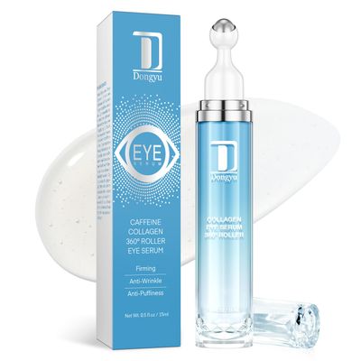 Dongyu Caffeine Under Eye Cream: Anti Aging Firming Collagen Eye Care - Puffy Eye Treatment for Beauty Enthusiasts Morning Night Daily Use (Light Blue)