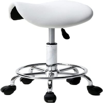 Seodradow Rolling Stools Stool On Wheels Rolling Swivel Salon Stool, Hydraulic Beauty Tattoo Gas Lift Boot Chair with 5 Wheels(Color:Bianco)