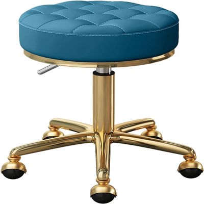 Seodradow Leather Roller Stool, Round Swivel Stool, Beauty Salon Massage Salon Spa Tattoo Work Stool(Size:One Size,Color:Navy Blue)