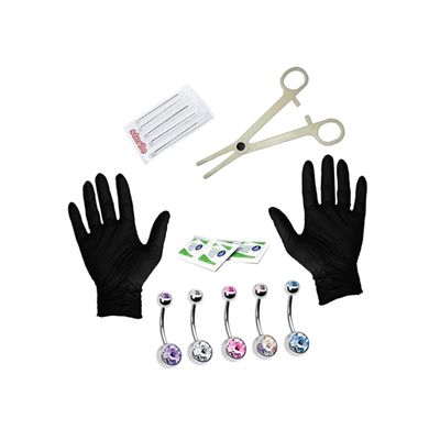 CATIEBYE 15pcs Navel Piercing Kit Gloves Professional Belly Button Ring Set Random Styles Safe and Comfortable for Daily Use