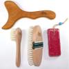 4-pc Dry Brush - Exfoliating Body, Face & Foot, Wooden Massage Maderoterapia Tool, Meridian Pressure for Lymphatic Drainage, Cellulite, Anti-callus Pumice Stone, Gua Sha, Body Sculpting, Sensitiv Skin view 1