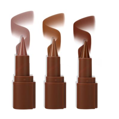 3 Colors 2 in 1 Lip Liner and Lipstick Combo Set, Matte Brown Lip LinerSmudging FormulaLong LastingSilky and SmoothCreamy Lip Pencil Crayon, Tapered Design Create Gradient Lip Makeup 02+04+06