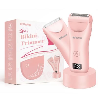 ENSSU 2in 1 Bikini Trimmer Electric Razors for Women with LED LightRechargeable Body Pubic Hair Trimmer Women with LCD Display, Lady Shaver for Leg/Arms/Bikini,Waterproof, Gift for Woman
