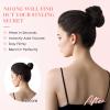 Hairro Human Hair Messy Bun, 100% Real Ponytail Hair Scrunchies, Natural Curly Chignon Fluffy Donut Updo, Hairpiece with Elastic Rubber Band for Women, 1 Count Golden Brown Straight view 2