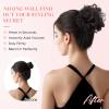 Hairro Human Hair Messy Bun, 100% Real Ponytail Hair Scrunchies, Natural Curly Chignon Fluffy Donut Updo, Hairpiece with Elastic Rubber Band for Women, 2 Count Natural Black Wavy view 2