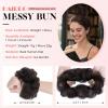 Hairro Human Hair Messy Bun, 100% Real Ponytail Hair Scrunchies, Natural Curly Chignon Fluffy Donut Updo, Hairpiece with Elastic Rubber Band for Women, 2 Count Natural Black Wavy view 4