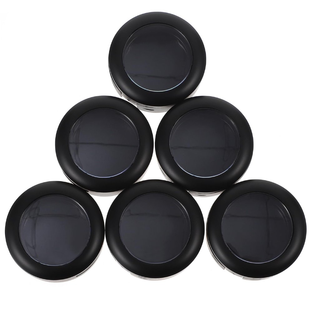 ARTSEWPLY 6Pcs Eyeshadow Replacement Box Compact Case Makeup Tool for Tidy Storage Travel Black Matte Empty Makeup Plate for Shades Blush Foundations