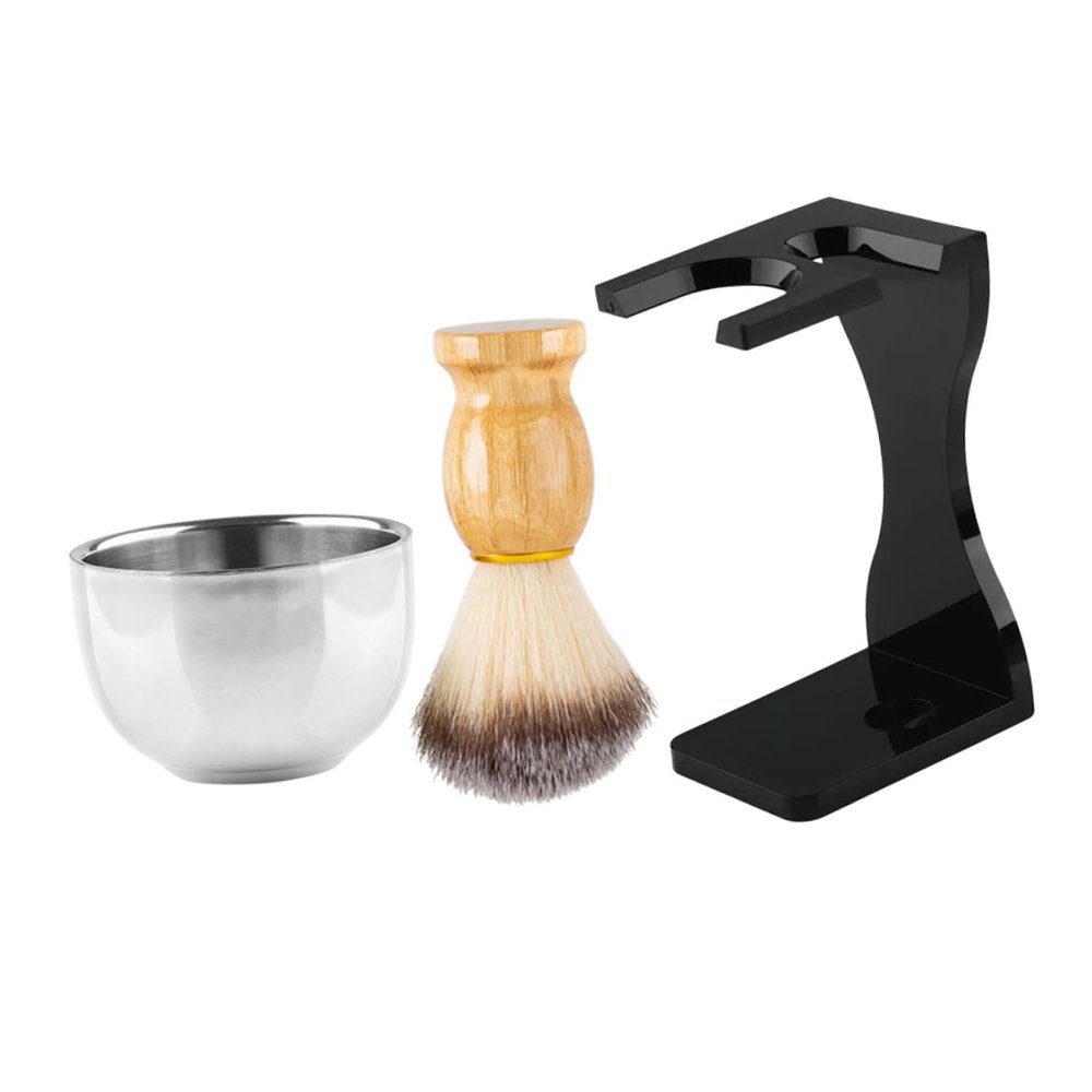 GALPADA 1set Men Shaving Brush Kit Shaving Bowl Comfortable Brush Holder and Rustproof for Daily Grooming and for Him