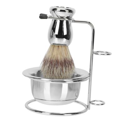 GALPADA 1set Men's Beard Care Kit Shaving Brush Set Soap Bowl and Metal Storage Rack for Easy Cleaning and Practical Use