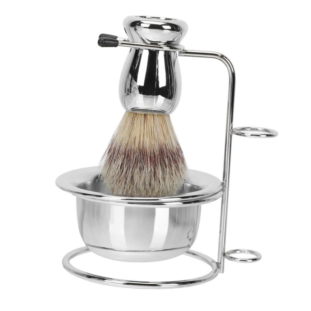 GALPADA 1set Men's Beard Care Kit Shaving Brush Set Soap Bowl and Metal Storage Rack for Easy Cleaning and Practical Use