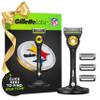 Gillette Labs Special NFL Steelers Edition Shaving Razor for Men - 1 Handle, 4 Razor Blade Refills & Magnetic Stand, Holiday Gifts for Men, GilletteLabs with Exfoliating Bar view 1