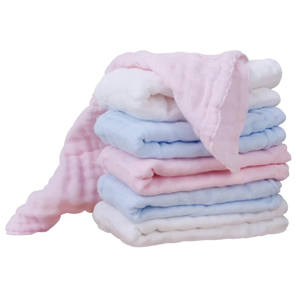 CHICAMPERA 6pcs Cotton Gauze Towels Versatile Handkerchiefs for Feeding and Face Cleaning Soft and Absorbent Boy Girl Facecloths White