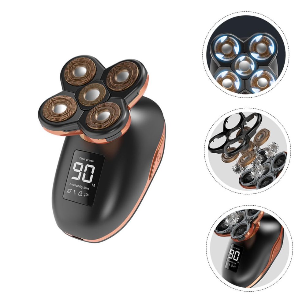 LIFKOME Five-Headed Razor for Electric Beard Clipper LCD Display USB Charging Stylish Shaver for Home Travel