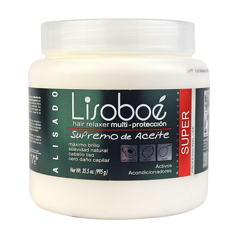 Lisoboe Hair Relaxer Multi-Protection  Supreme Oil-Based Straightener with Avocado, Mango & Olive  Maximum Shine & Natural Smoothness  Zero Hair Damage (35.5 oz)