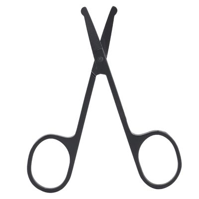 Rounded Curved Nose Hair Scissors, Hair Scissors For Men Black Stainless Steel with Travel Case For Mustache, Nose, Beard, Eyebrows, Eyelashes (Nose hair clipper (round