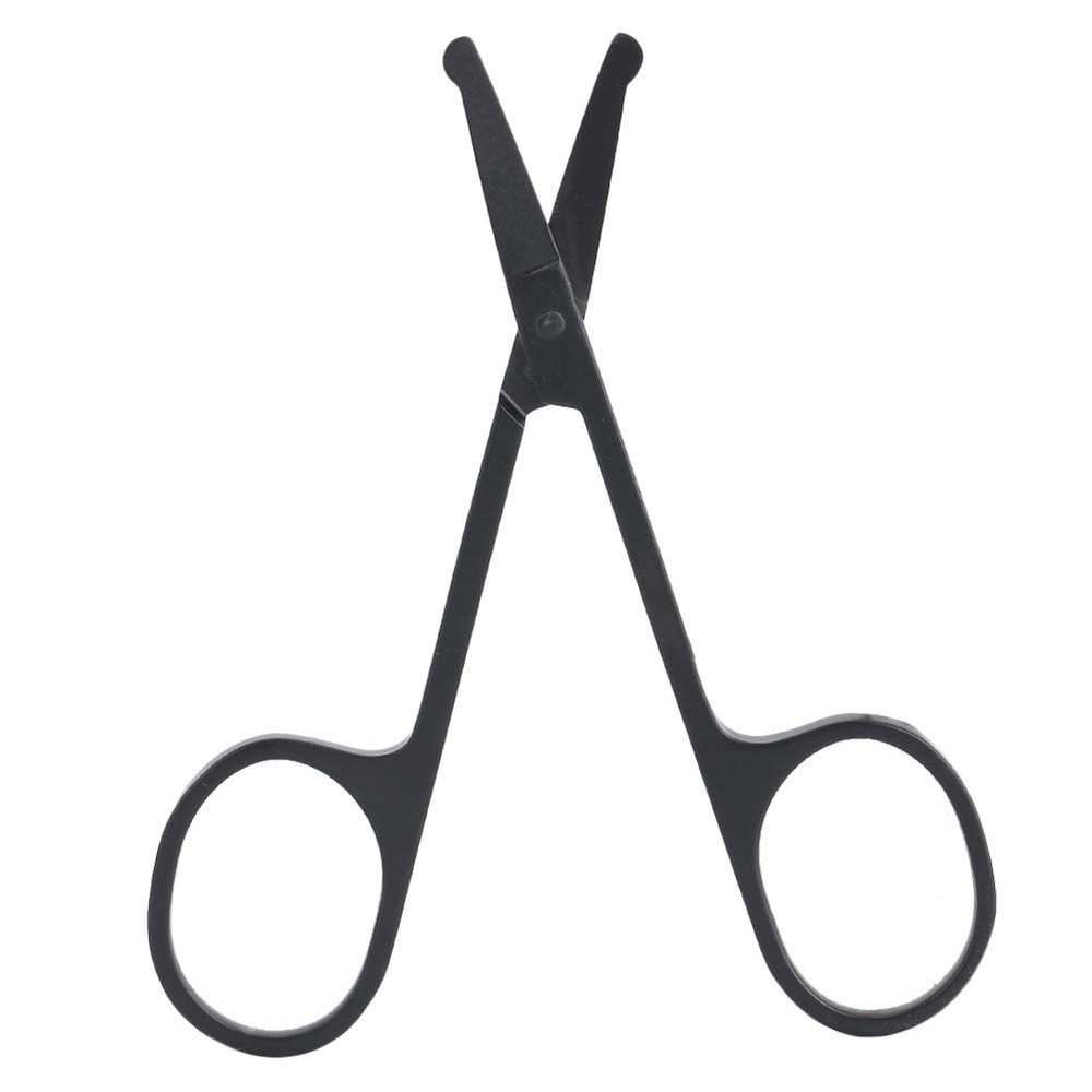 Rounded Curved Nose Hair Scissors, Hair Scissors For Men Black Stainless Steel with Travel Case For Mustache, Nose, Beard, Eyebrows, Eyelashes (Nose hair clipper (round