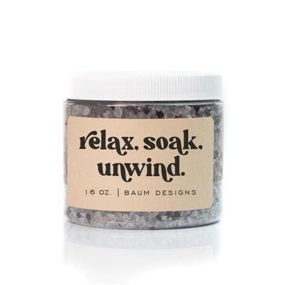 Funny Bath Salts 16oz/1lb | Pink Himalayan or Black Lava Salt, Magnesium | All Natural, Dye Free (Relax Soak Unwind, Black Lava Salts)