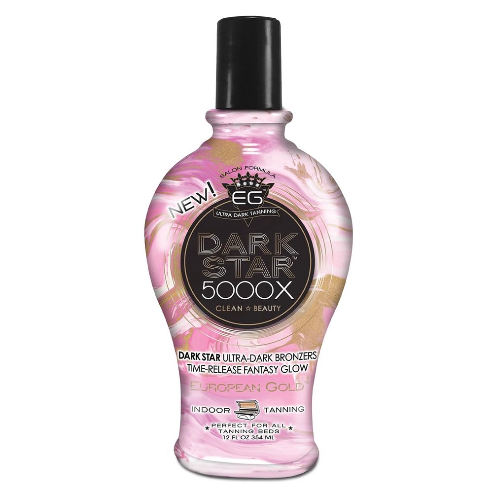 European Gold Dark Star 5000X Indoor Tanning Lotion with Time-Release Formula Dark Accelerator for Indoor Tanning Beds & Outdoor Sun Tan 12 oz
