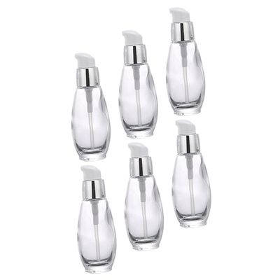 Gogogmee 6Pcs Travel Lotion Pump Bottles Leakproof Glass Containers with Collar Pumps for Liquid Cosmetic Storage for Travel Camping