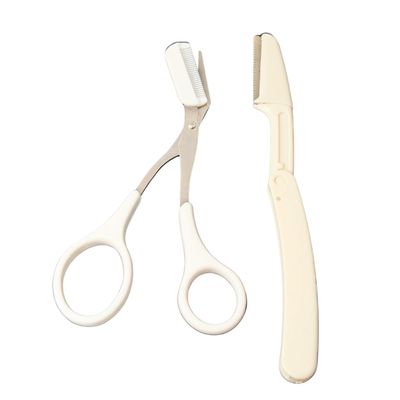 Eyeliner And Scissors With Comb, Facial Eyebrows, Mustache Shaping (White)