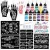 11 Colors Temporary Tattoo Ink Kit, 11 Bottles Tattoo Ink with 1Pcs Outline Pen for DIY Body Paint, Safe & Easy tattoos(Black,Red,Green,Purple,Orange,Navy, Blue,Brown,Pink,Grey,Yellow) view 1