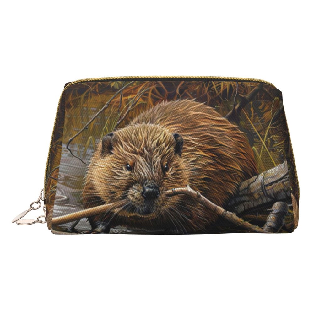 LGHDFYO Beaver Working Toiletry Travel Bag, Portable Cosmetic Organizer For Women, On-The-Go